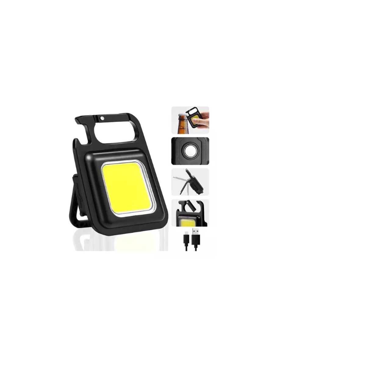 GENERICO - Mini linterna LED recargable con llavero USB abredor magnético