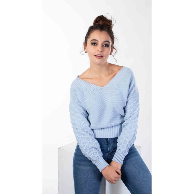HIGHLAND - Sweater Dan Color Azul celeste.
