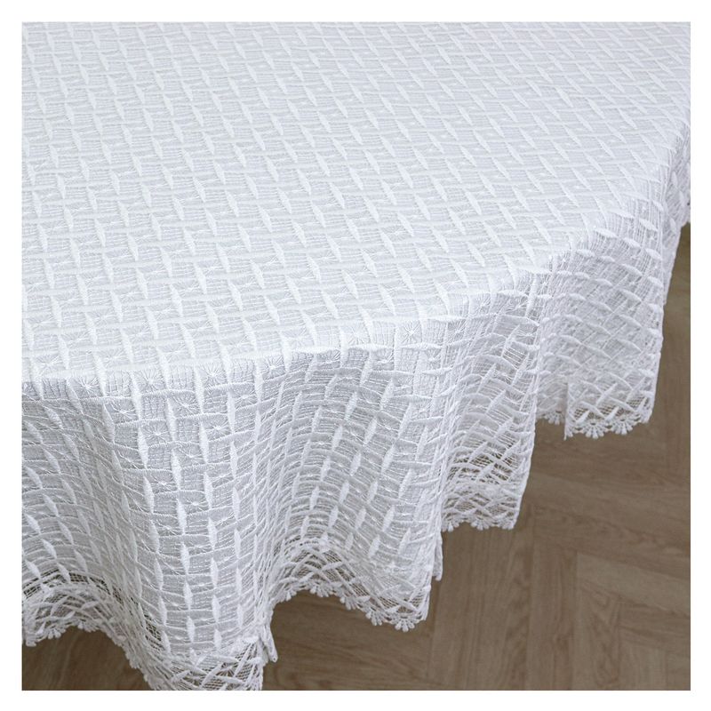 HOMETEX - MANTEL GUIPIUR 6210 REDONDO  BLANCO