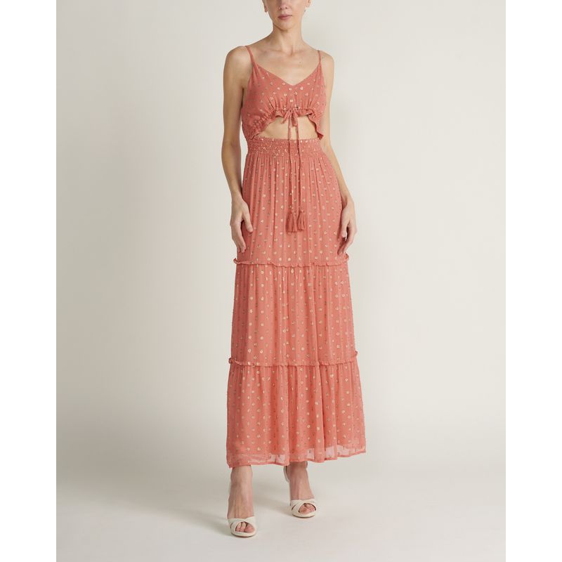 MIA AMORE - Vestido maxi detalle aberturas MIA AMORE Multicolor ED18400VZAPRICOT