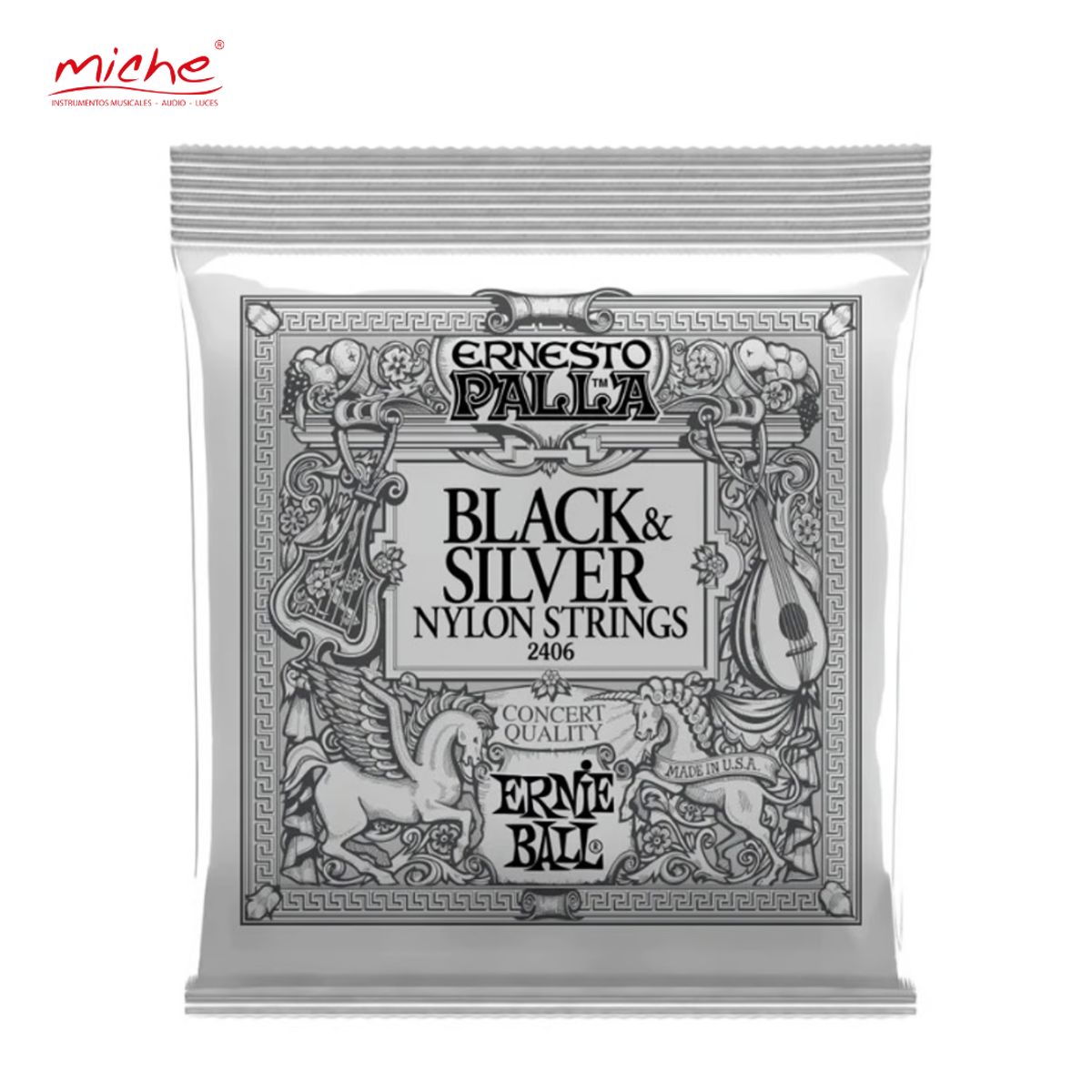 ERNIE BALL - CUERDAS ERNIE BALL EPALLA P02406 BLACK NYLON AND SILVER