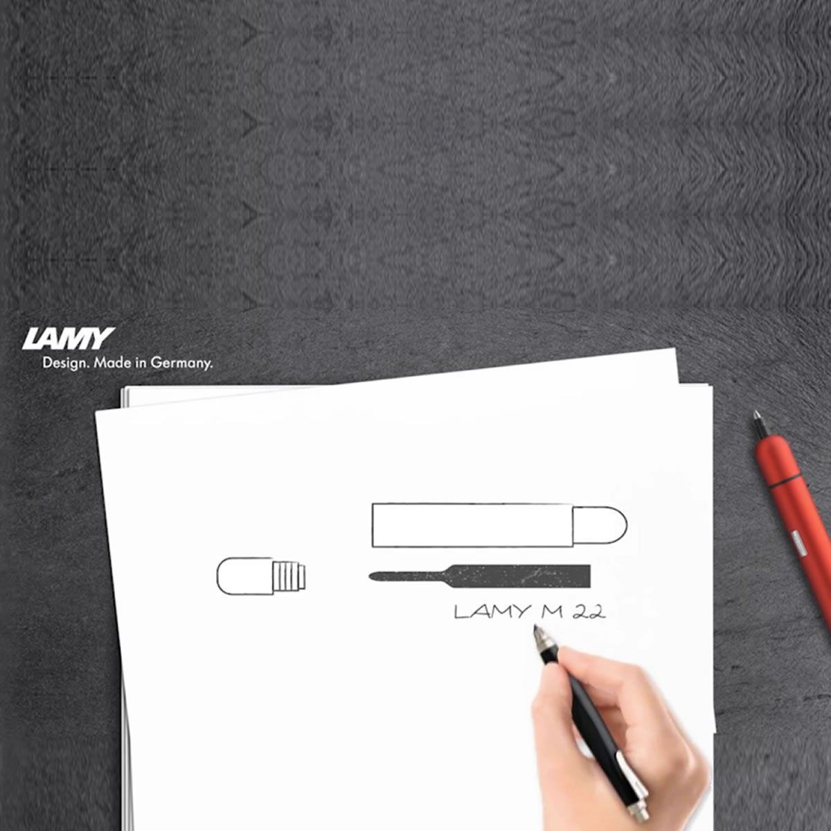 LAMY - Repuesto Lamy Bolígrafo M-22 Pico Negro M X3