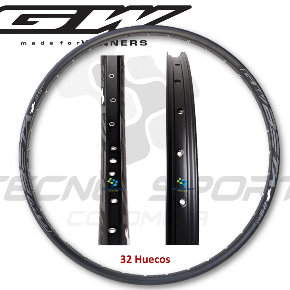 GW - Rin 29 Gw Aro Bicicleta Mtb 32 Huecos Reforzado Doble Pared