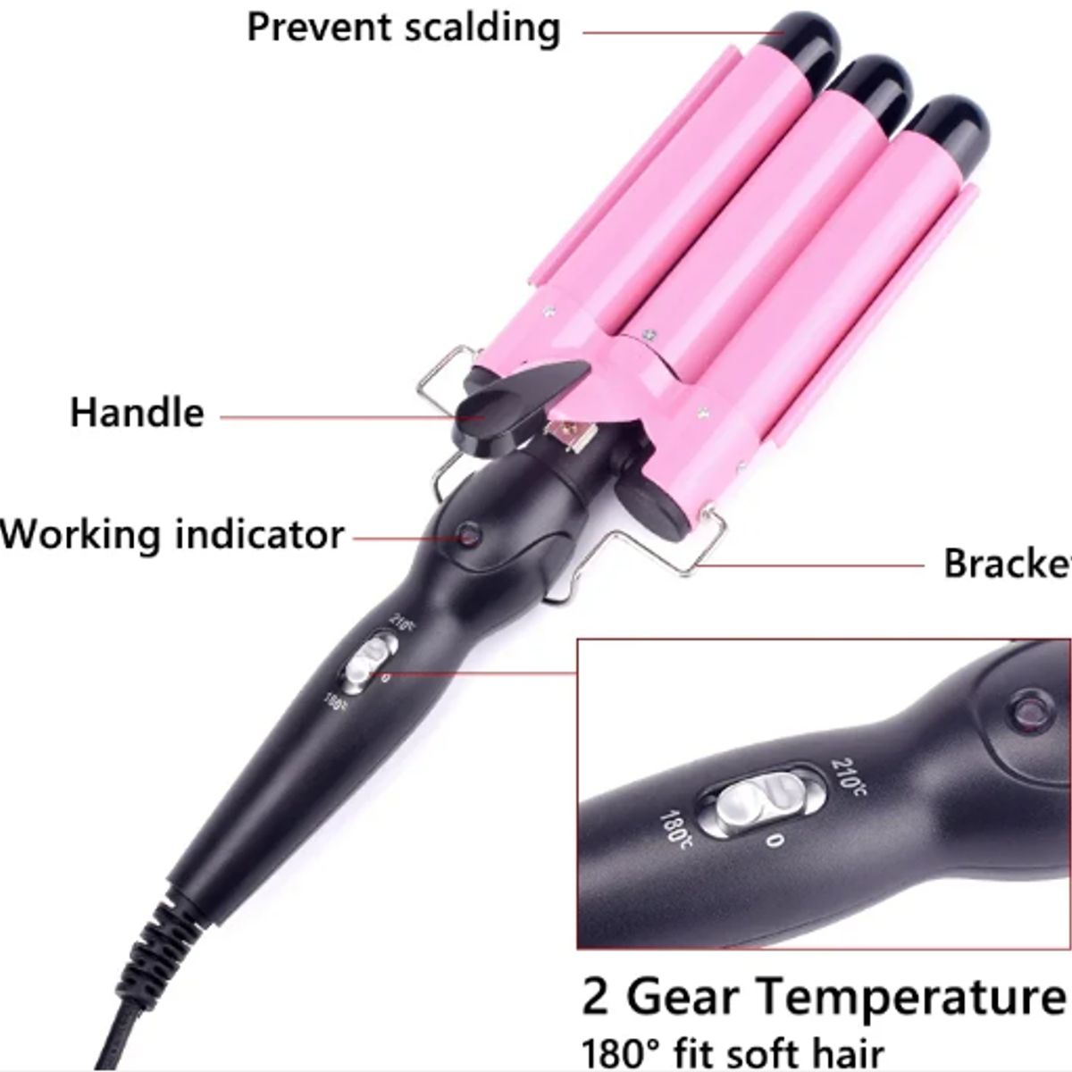 GENERICO - Rizador Ondulador Encrespador Cabello 3 Tubos