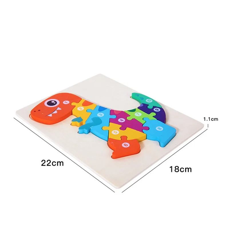 IMPORTACIONES UNIVERSO - Rompecabezas Didáctico Dinosaurios De Madera 23cm
