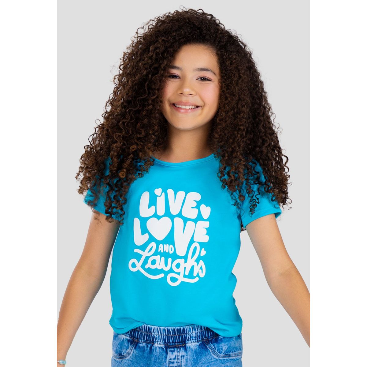 MARKETING PERSONAL - Camiseta Infantil Femenino Azul Turquesa Mp 101498