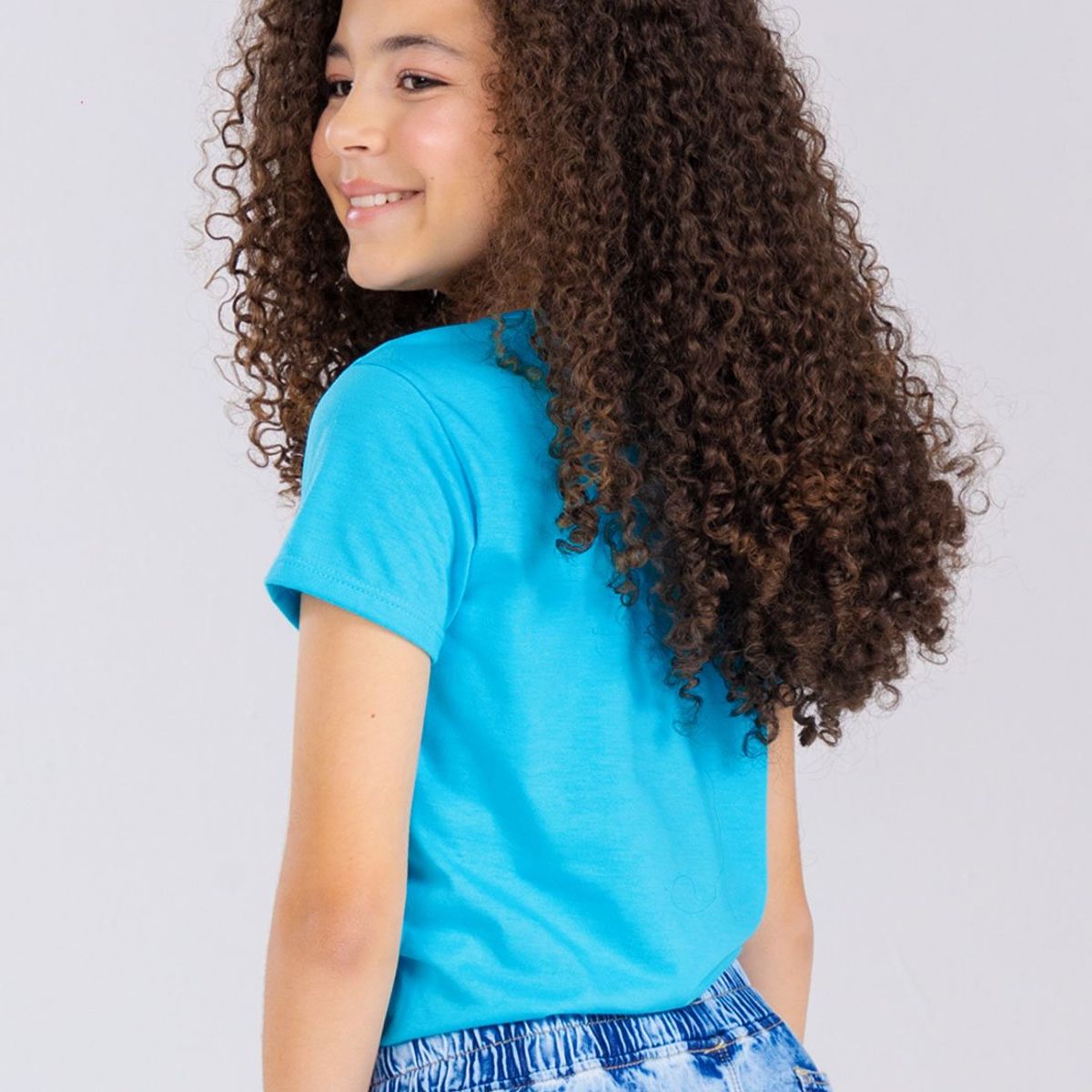 MARKETING PERSONAL - Camiseta Infantil Femenino Azul Turquesa Mp 101498