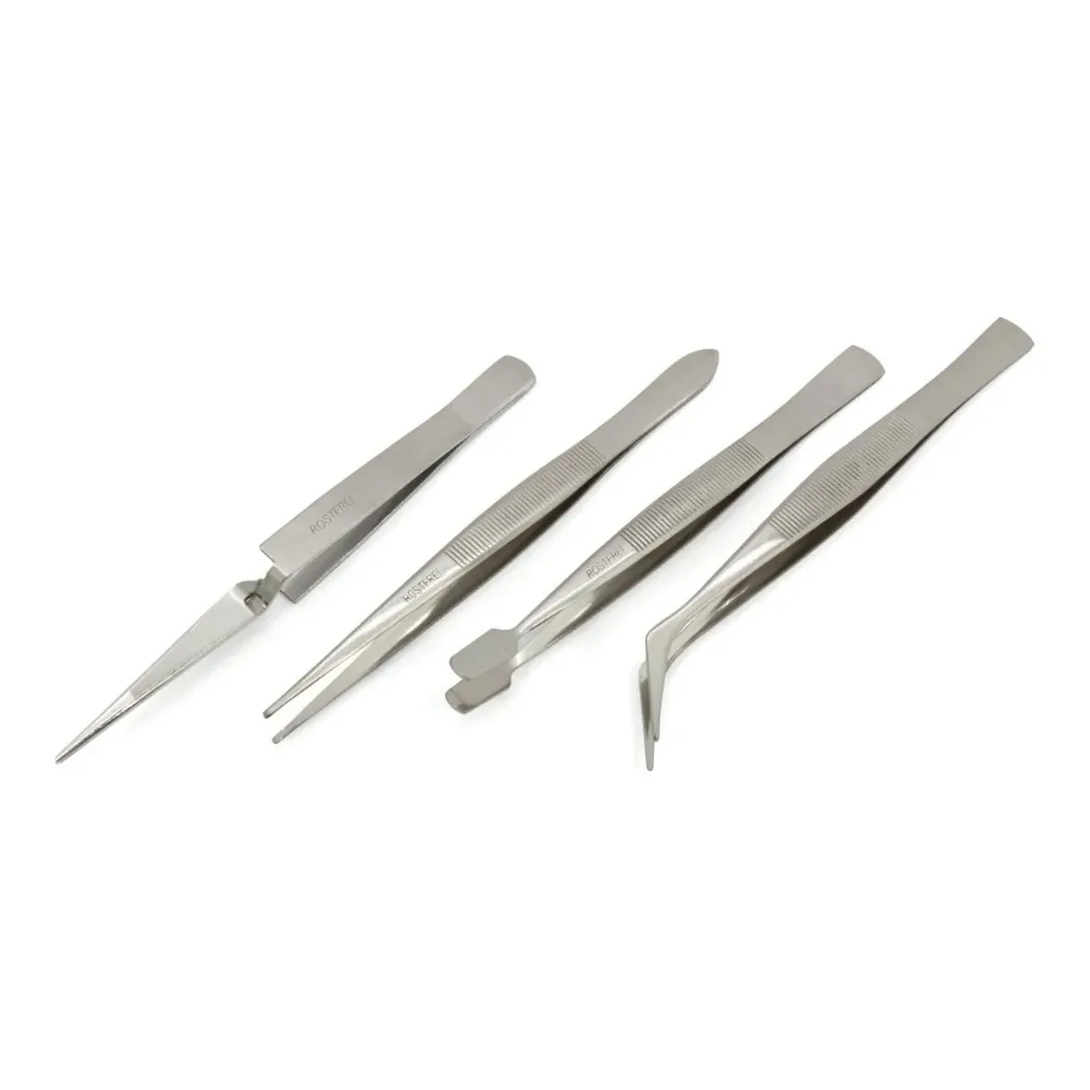 GENERICO - Juego Set 4 Pinzas Acero Inox. Electrónica Smd Reparación