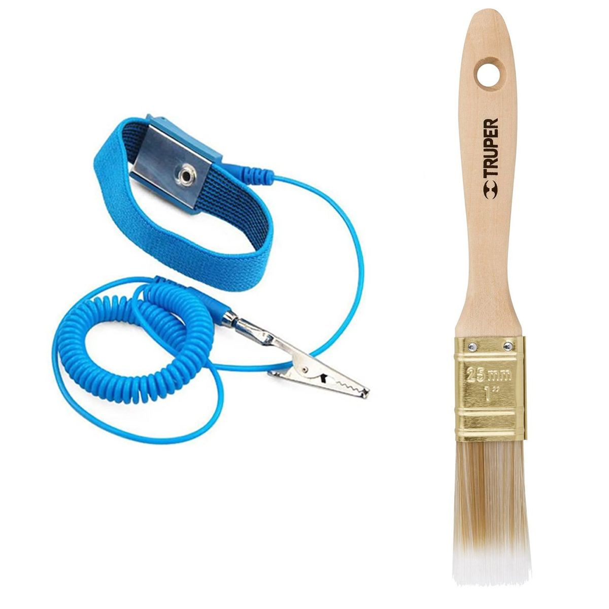 TRUPER - Manilla Antiestática Azul y Brocha Cerdas Finas Limpieza Pc