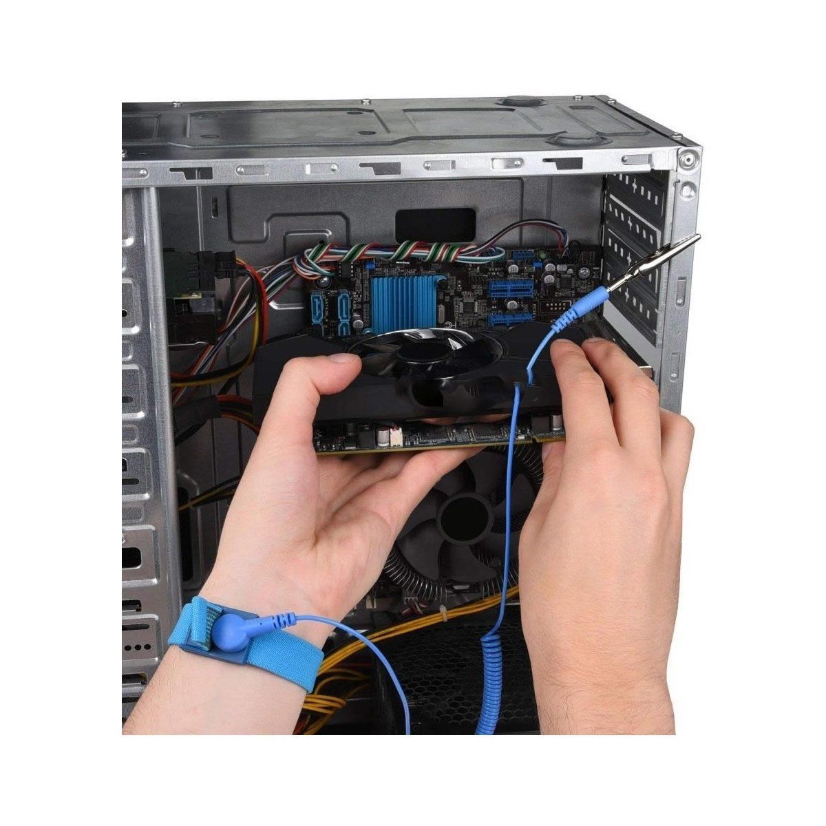 GENERICO - Manilla Antiestatica Azul Reparación Electrónica Skulltrap