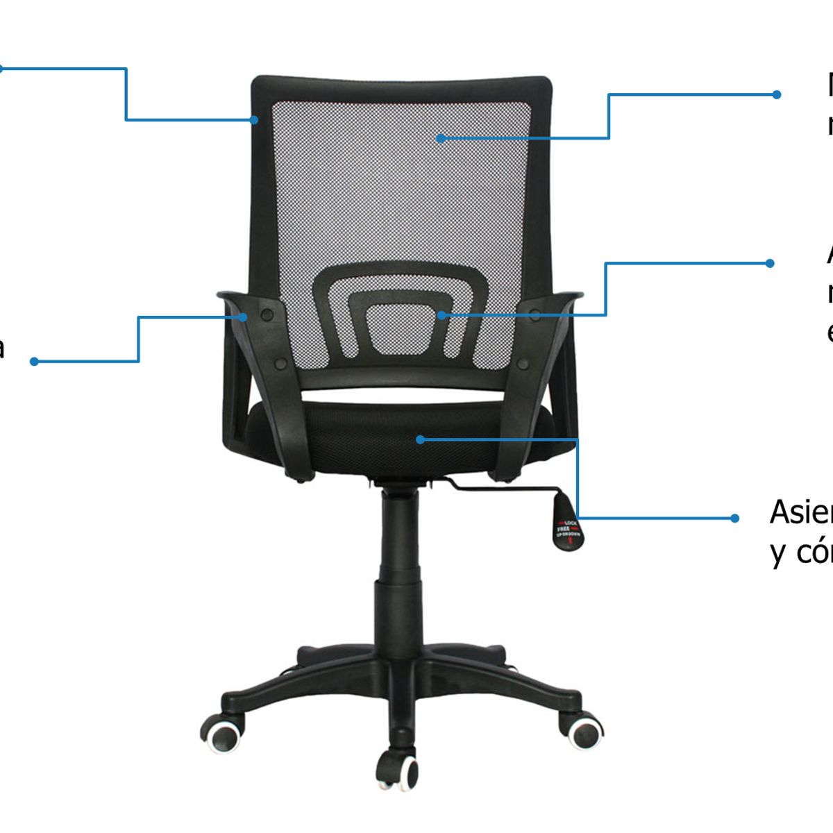 GENERICO - Silla Escritorio Atlantis Operativa Negra Soporte Lumbar - Mobili shop