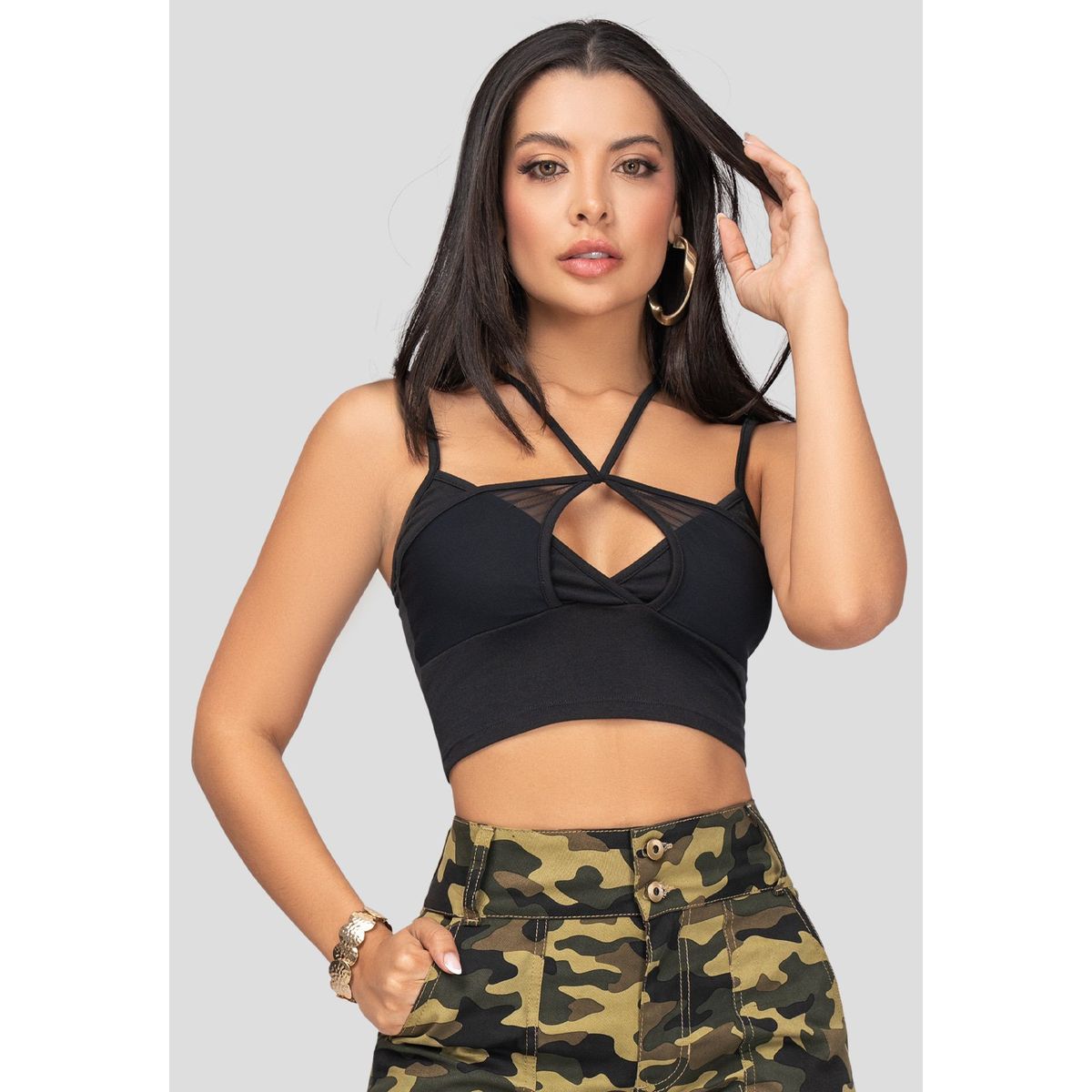 MARKETING PERSONAL - Crop Top Mujer Negro Mp 102833