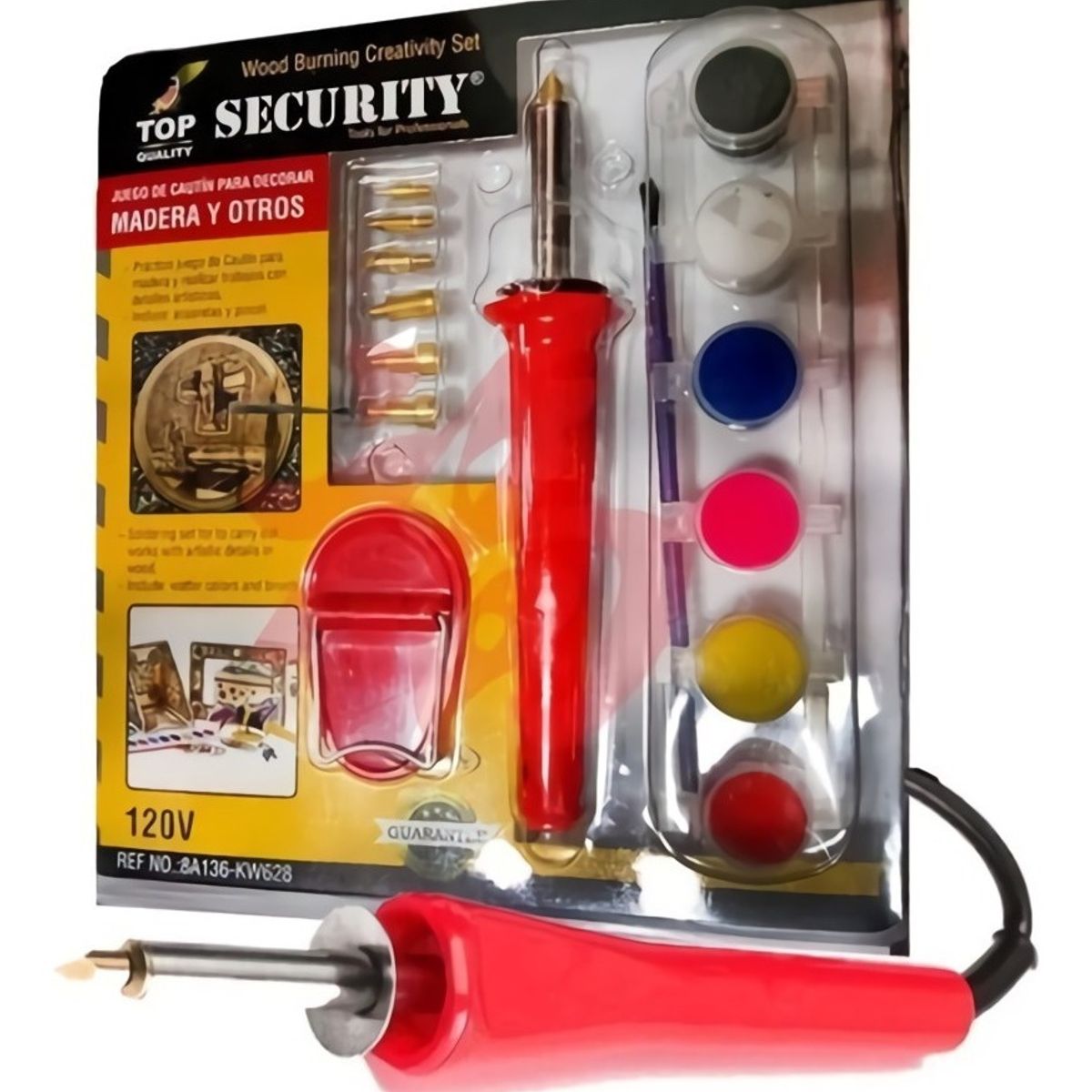 SECURITY - Pirograbador Pirógrafo Tipo Cautín De 30w Con Puntas Y Base