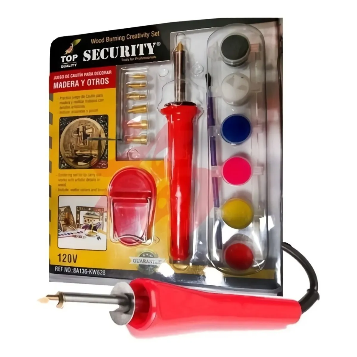 SECURITY - Pirograbador Pirógrafo Tipo Cautín De 30w Con Puntas Y Base