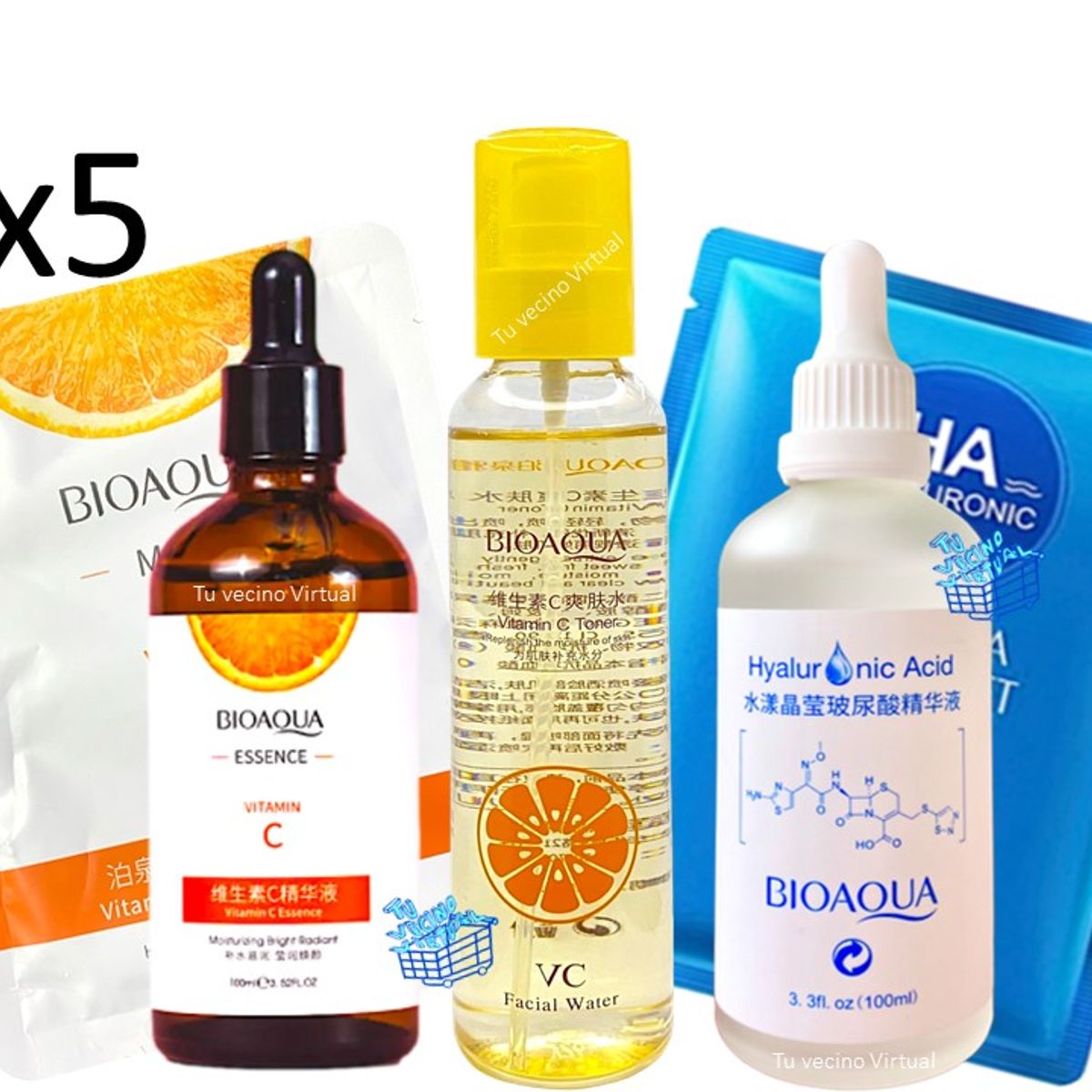 BIOAQUA - Kit facial vitamina C - Acido Hialuronico  Bioaqua