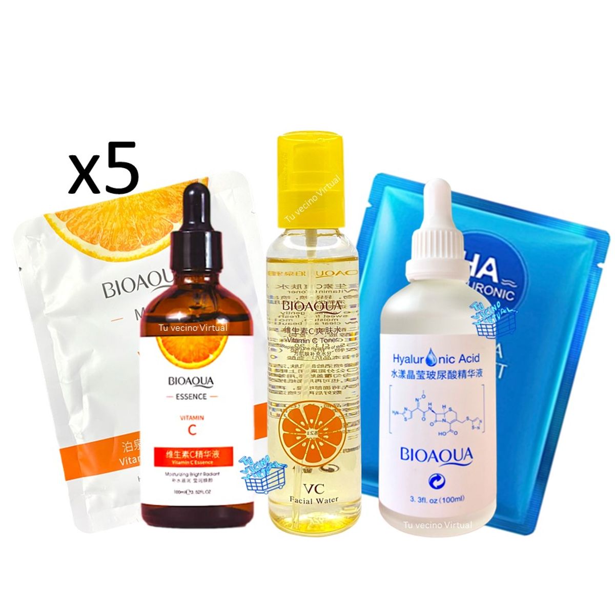 BIOAQUA - Kit facial vitamina C - Acido Hialuronico  Bioaqua