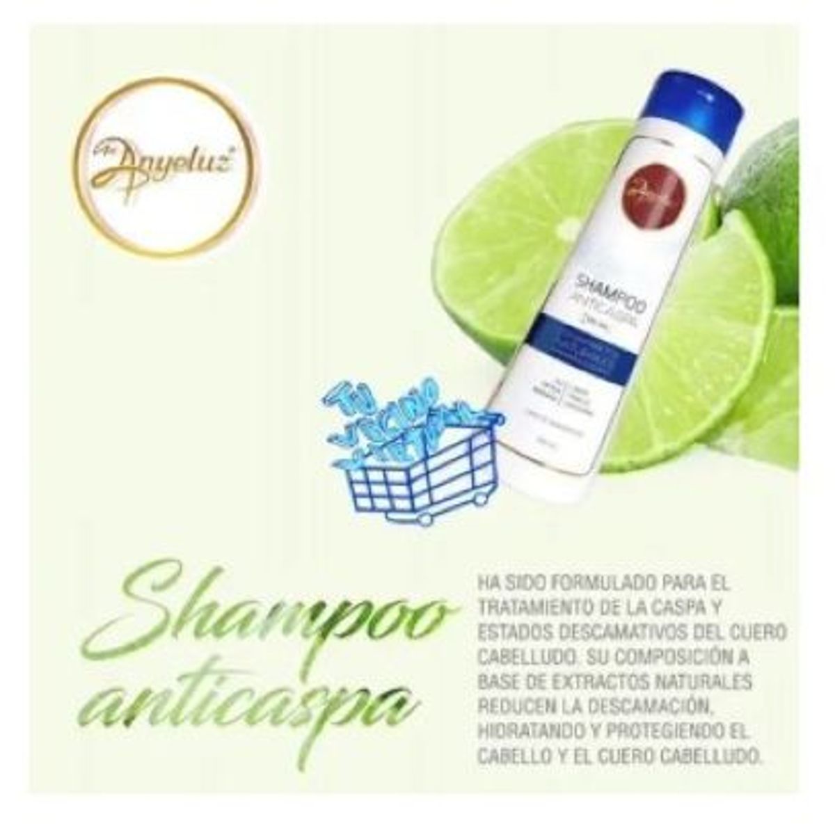 ANYELUZ - Shampoo anticaspa y Acido Hialuronico  - Anyeluz