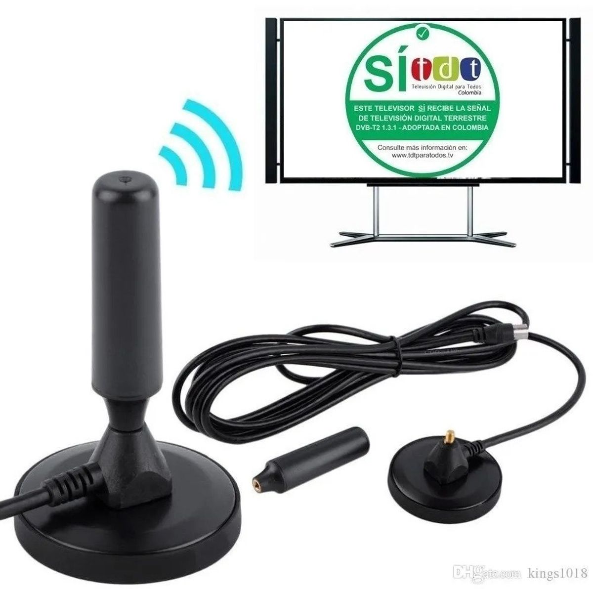 GENERICO - Antena Tdt Dvb-t2 full hd Interior Y Exterior. Cable 5 metros.