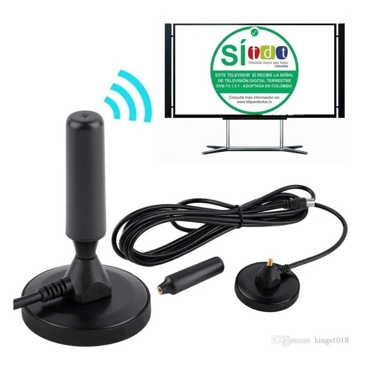 GENERICO - Antena Tdt Dvb-t2 full hd Interior Y Exterior. Cable 5 metros.