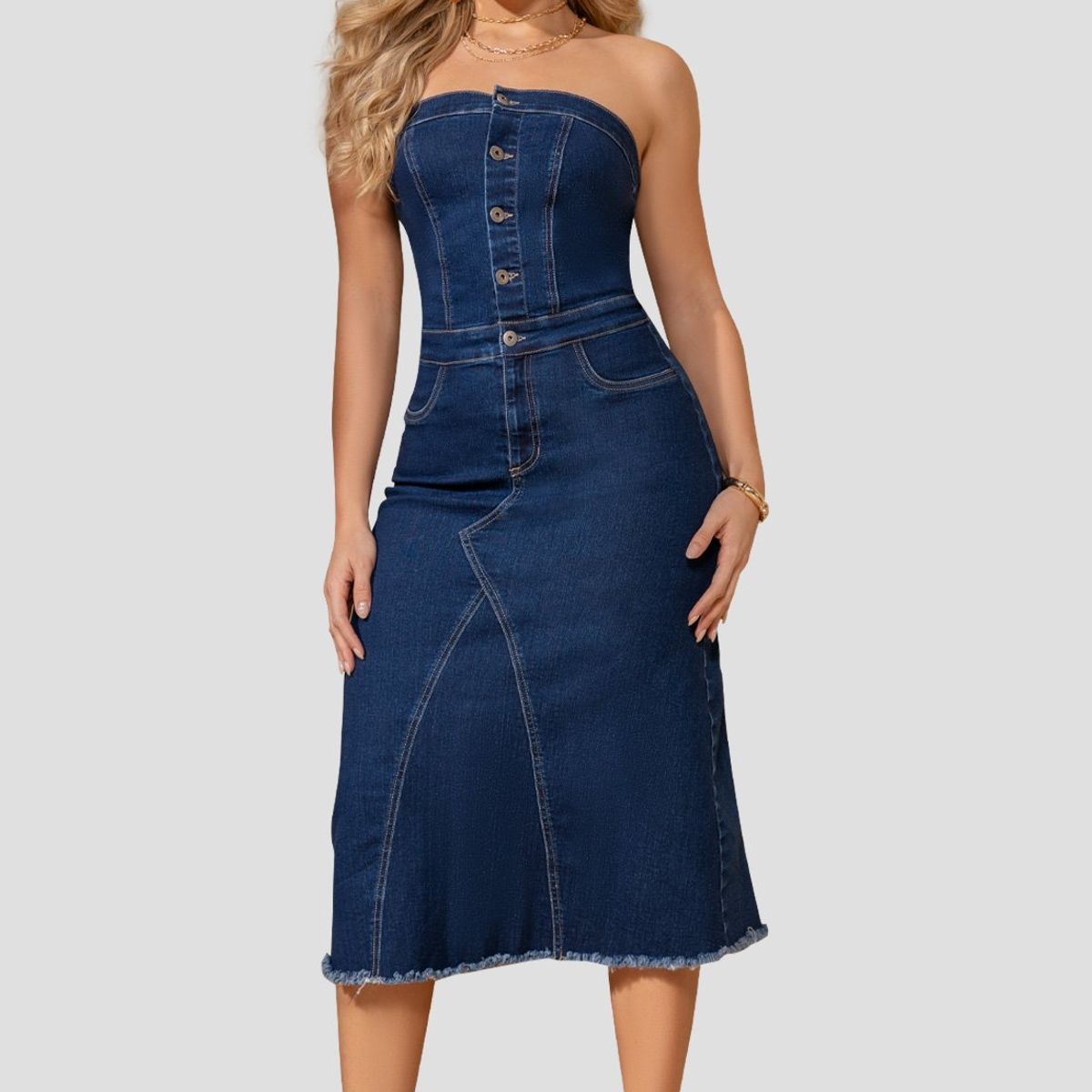 MARKETING PERSONAL - Vestido Largo Mujer Azul Mp 103272