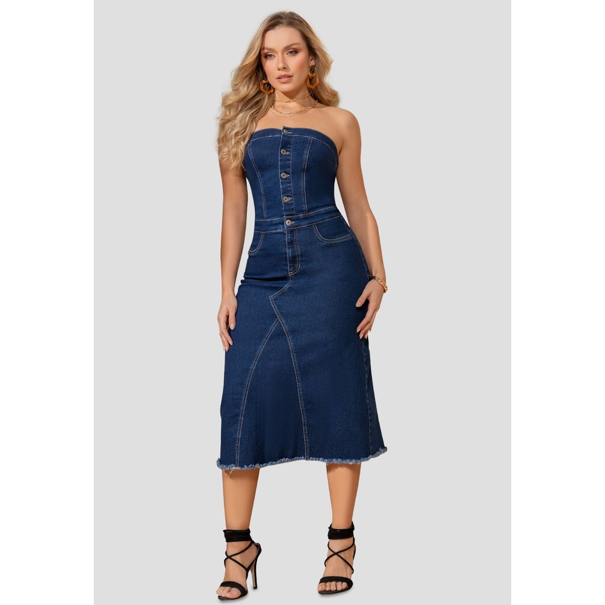 MARKETING PERSONAL - Vestido Largo Mujer Azul Mp 103272