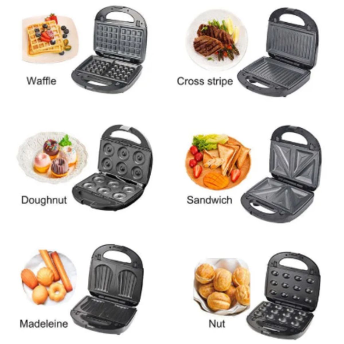 SHUNGA - Sanduchera Waflera 6 en 1