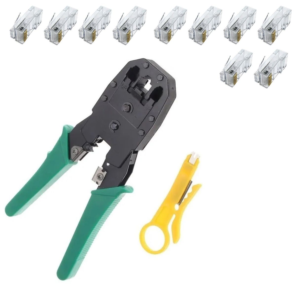 GENERICO - Ponchadora De Red Rj45 Rj11 Rj9 + Pelacable + X10 Plug Rj45