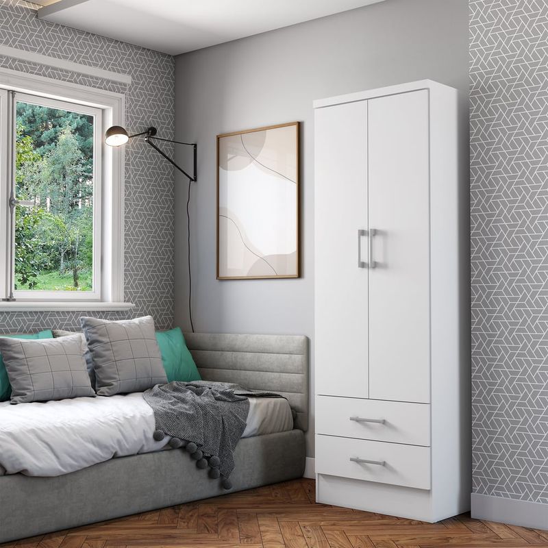 BERTOLINI - Closet armario en MDP 60cm 2 puertas 2 gavetas Blanco