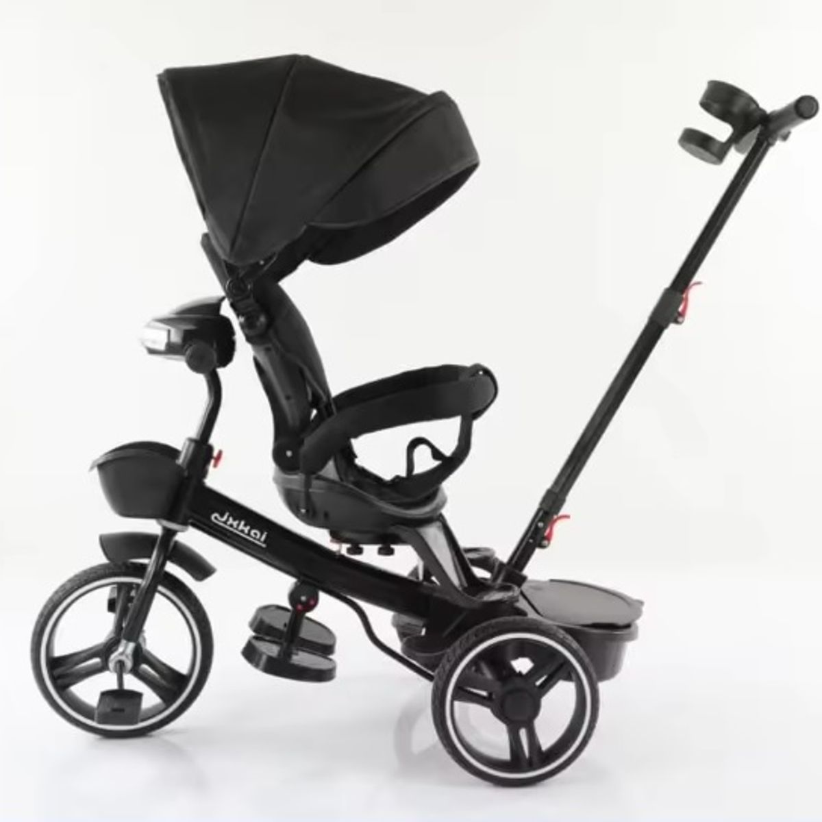 BABY BOOM - Triciclo Paseador Gris  mp3 Bluetooth Reclinable y giratorio 360