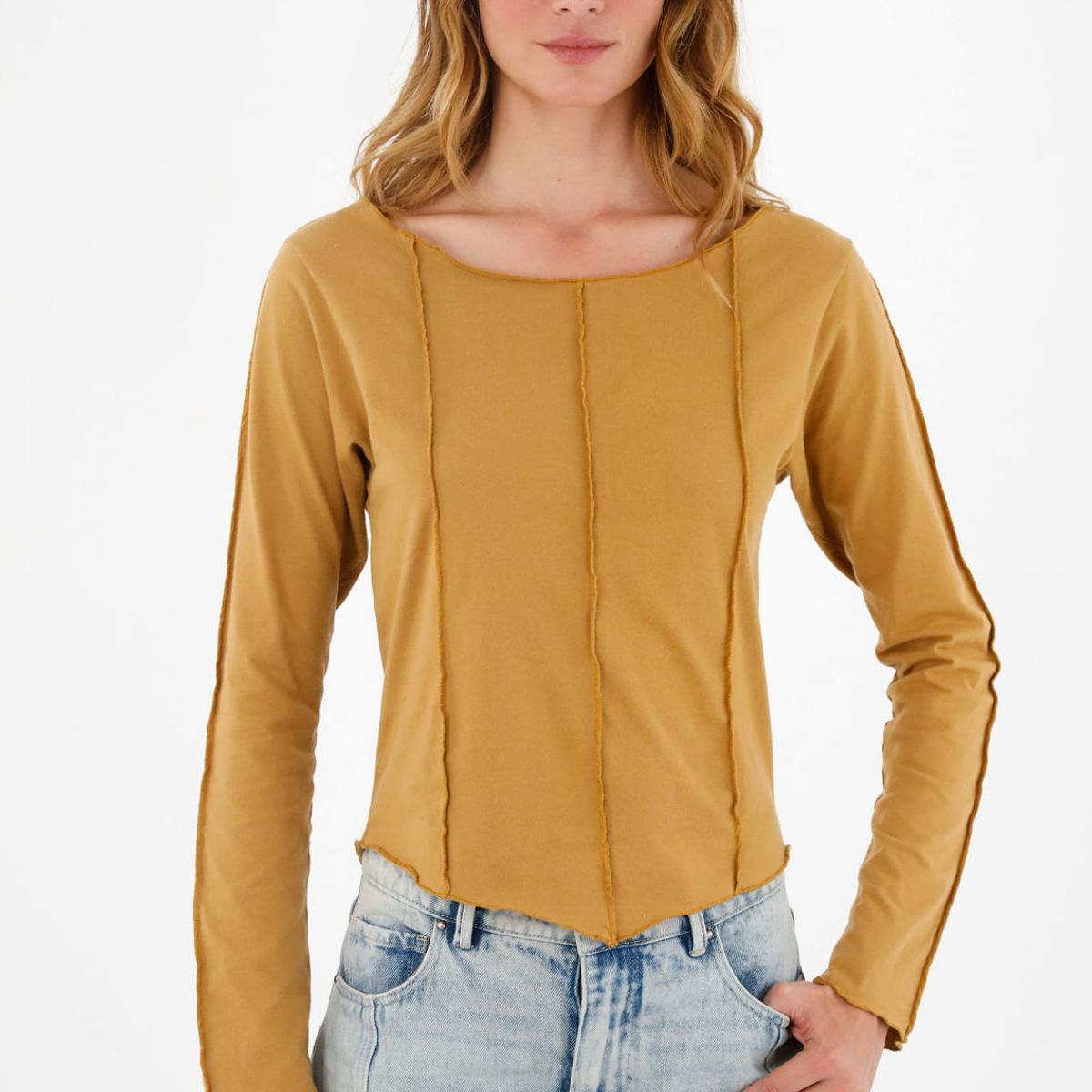 TENNIS - Camiseta manga larga amarilla para mujer