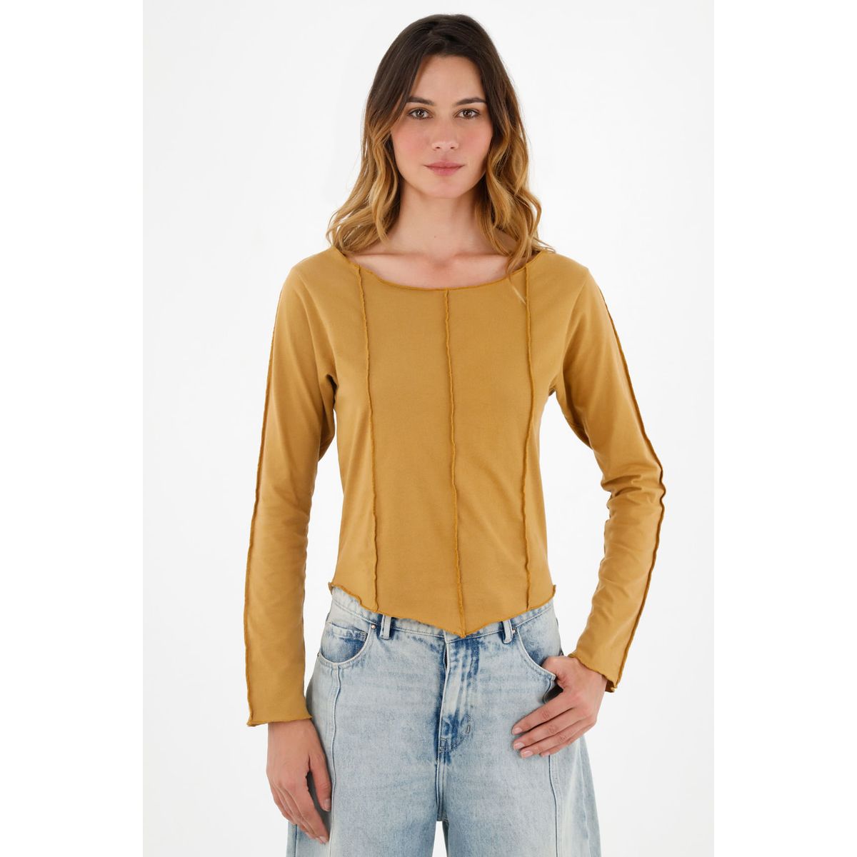 TENNIS - Camiseta manga larga amarilla para mujer