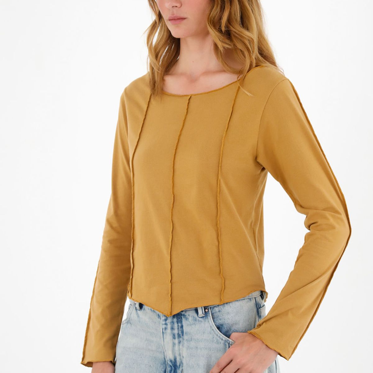 TENNIS - Camiseta manga larga amarilla para mujer