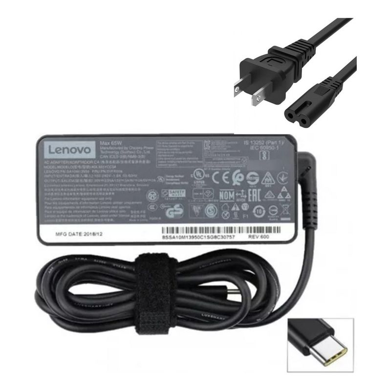 LENOVO - Cargador Original Lenovo Thinkpad E490 Tipo C 20v 3.25 A 65w