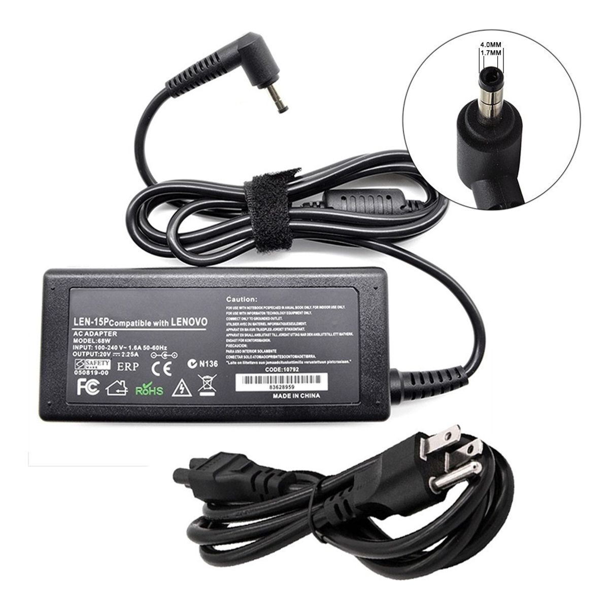 GENERICO - Cargador Lenovo Ideapad 330s-14ikb 20v 2.25A 45w
