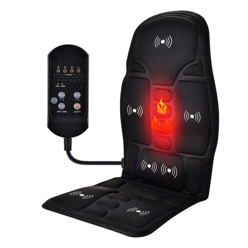 GENERICO - Cojin Masajeador Silla Vibracion Con Control Hogar Carro
