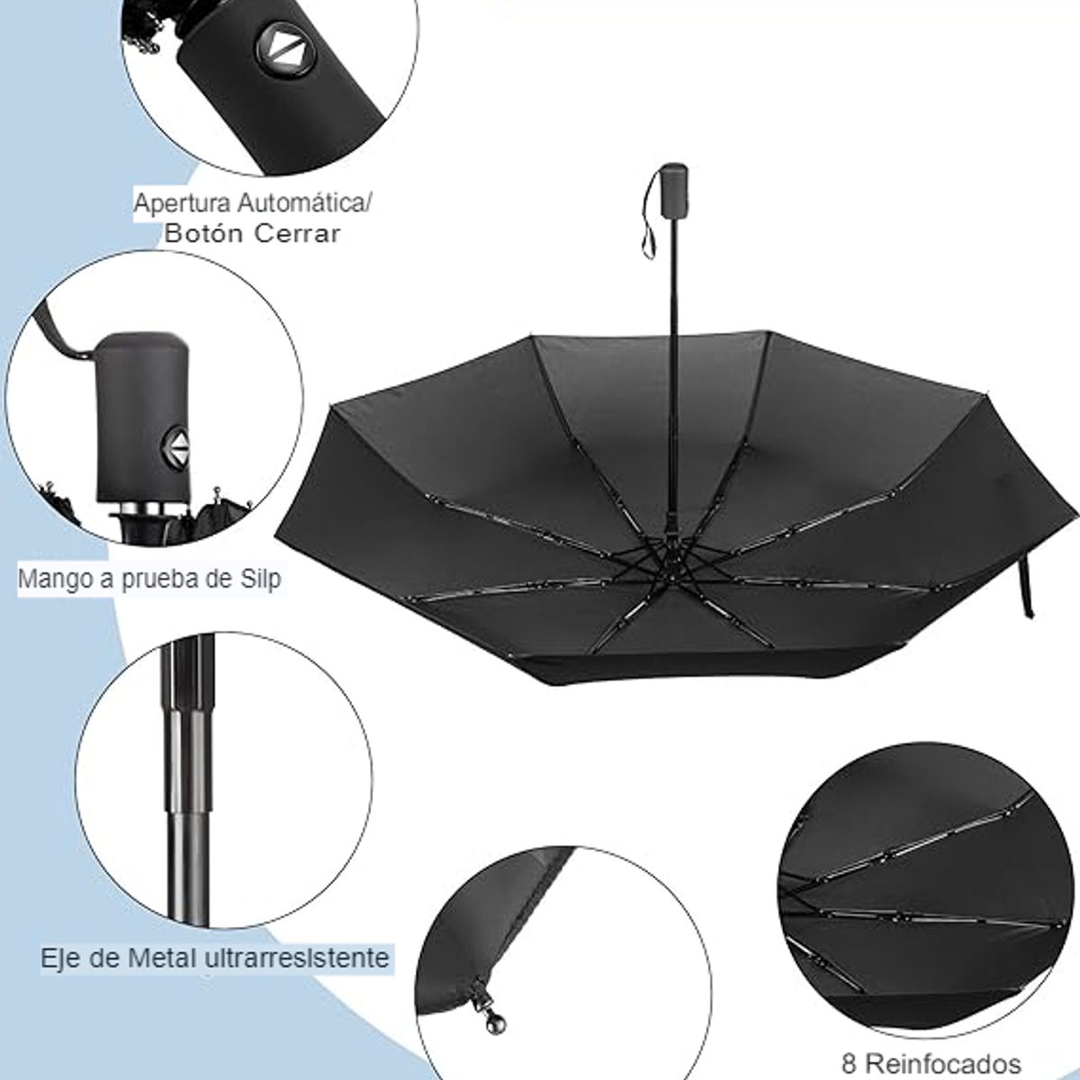 GENERICO - Sombrilla Paraguas Automática Ejecutiva Negra
