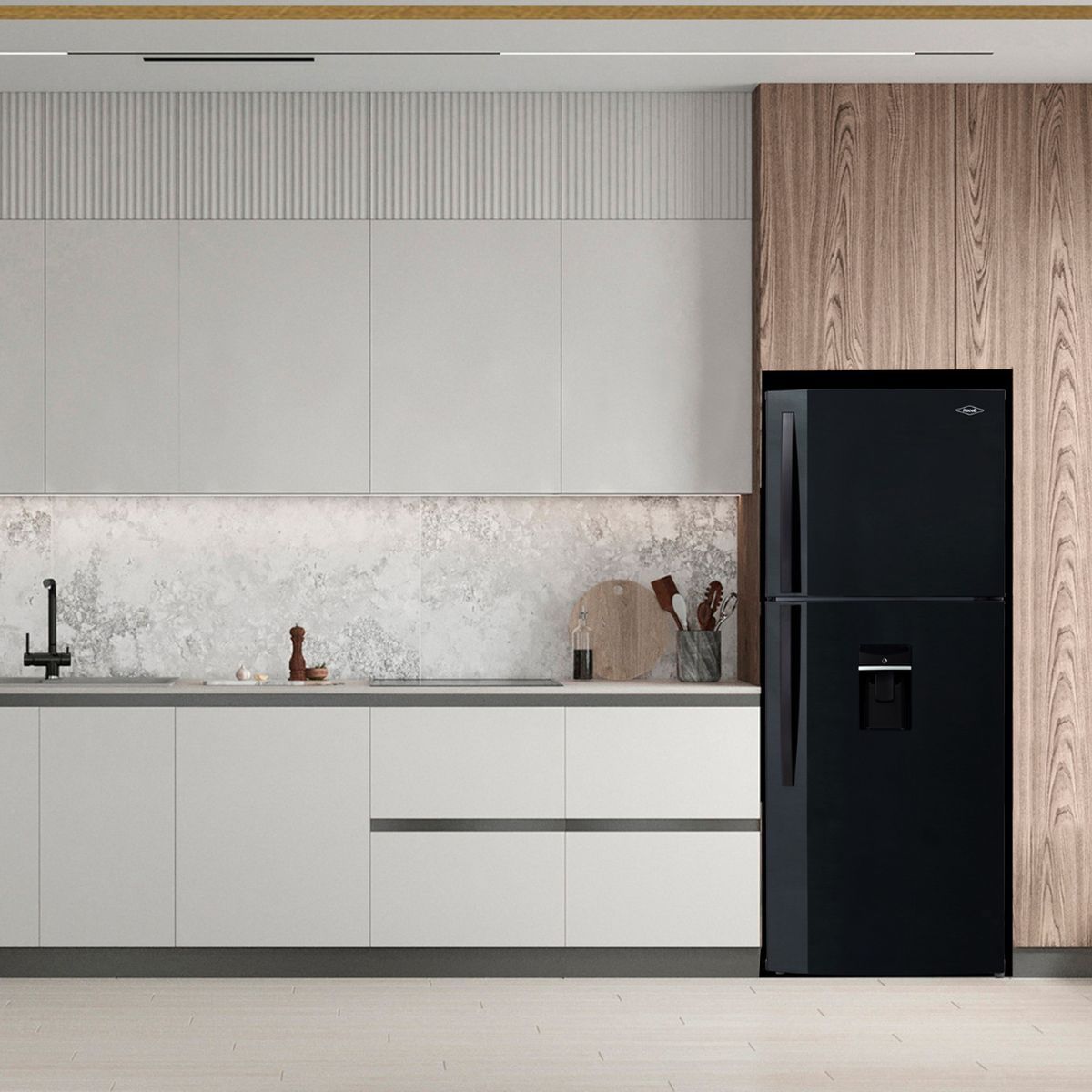 HACEB - Nevera Haceb No Frost 448 Litros Manija Externa Negro Esmeralda