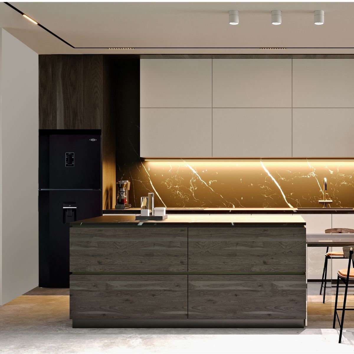 HACEB - Nevera Haceb No Frost 404 Litros Manija Integrada Negro Cósmico Inverter