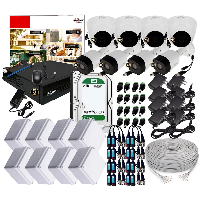 DAHUA - KIT DAHUA CAMARAS DE SEGURIDAD 5MP DVR 8 CH + 4 CAMARAS AUDIO + DISCO 1TB