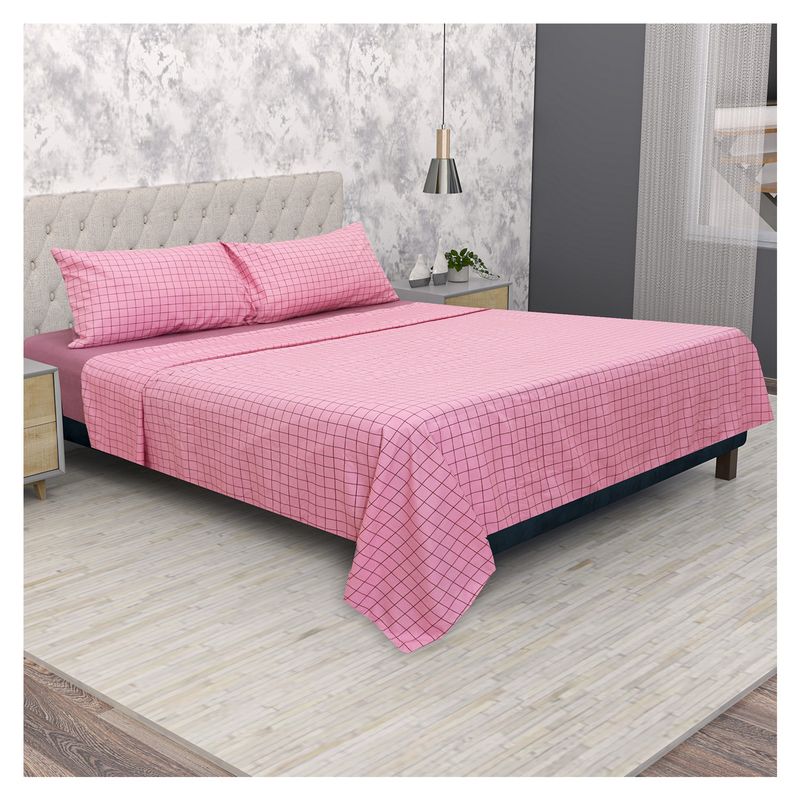 HOMETEX - SABANA MANZANA DOBLE CUADROS ROSADA