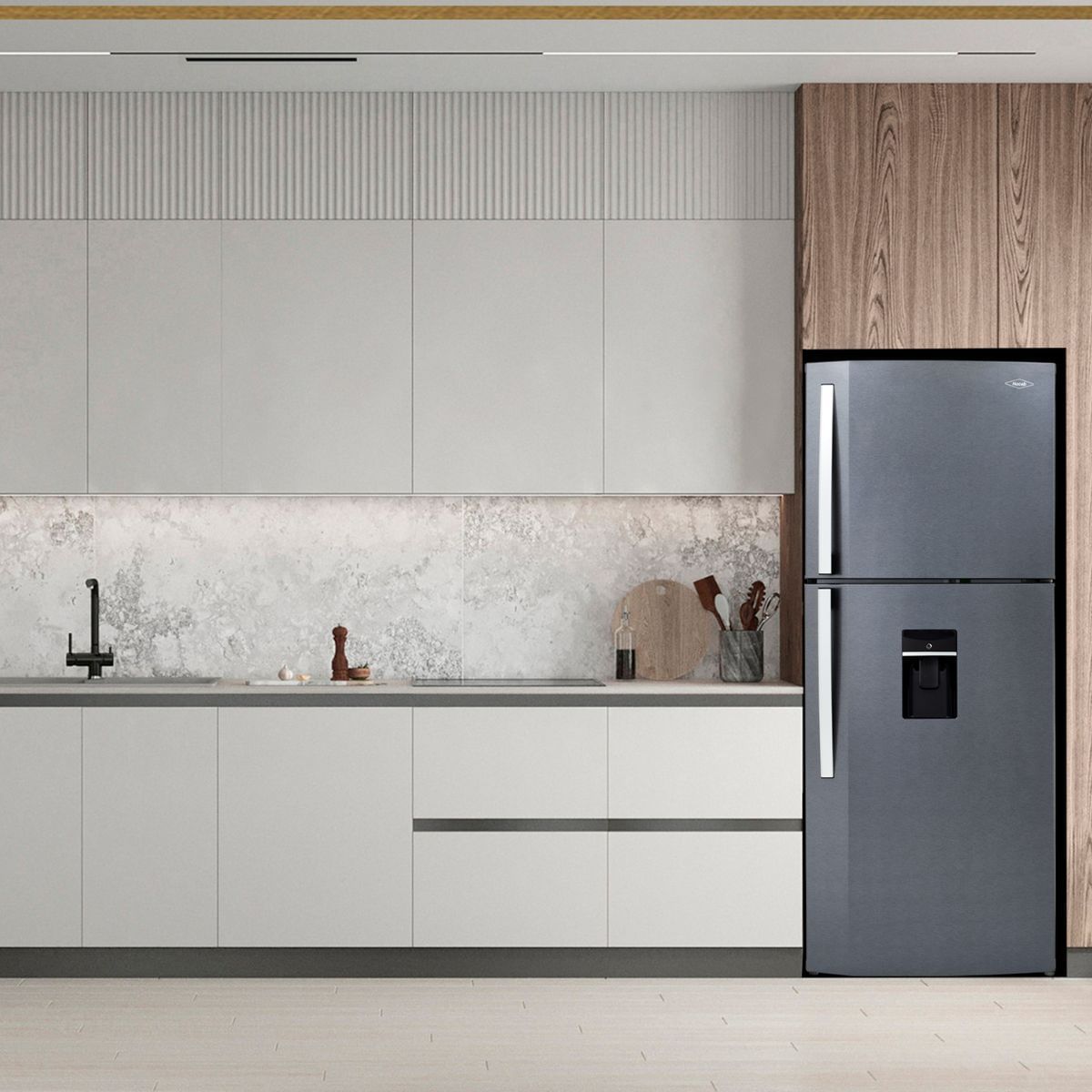 HACEB - Nevera Haceb No Frost 404 Litros Manija Externa Titanio Inverter