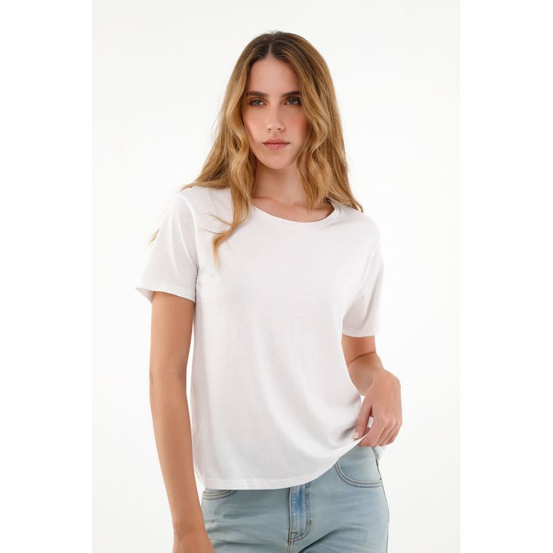 TENNIS - Camiseta blanca cuello redondo para mujer