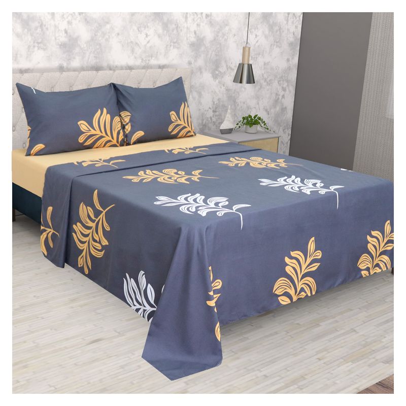 HOMETEX - SABANA MANZANA DOBLE  COMBINADA AZUL NARANJA