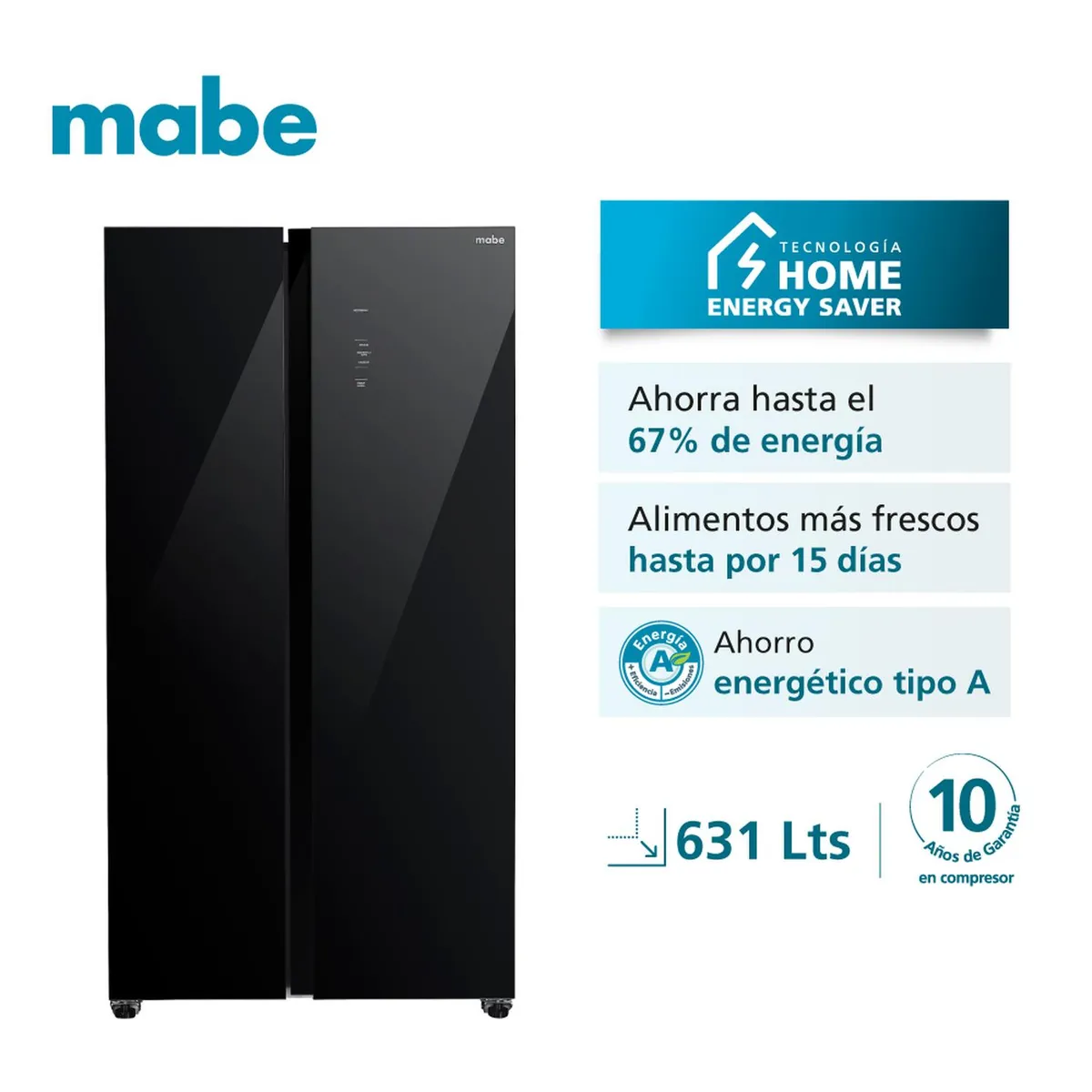 MABE - Nevecón Inverter No Frost 631L Brutos Black Mabe MSL631LKLNG0