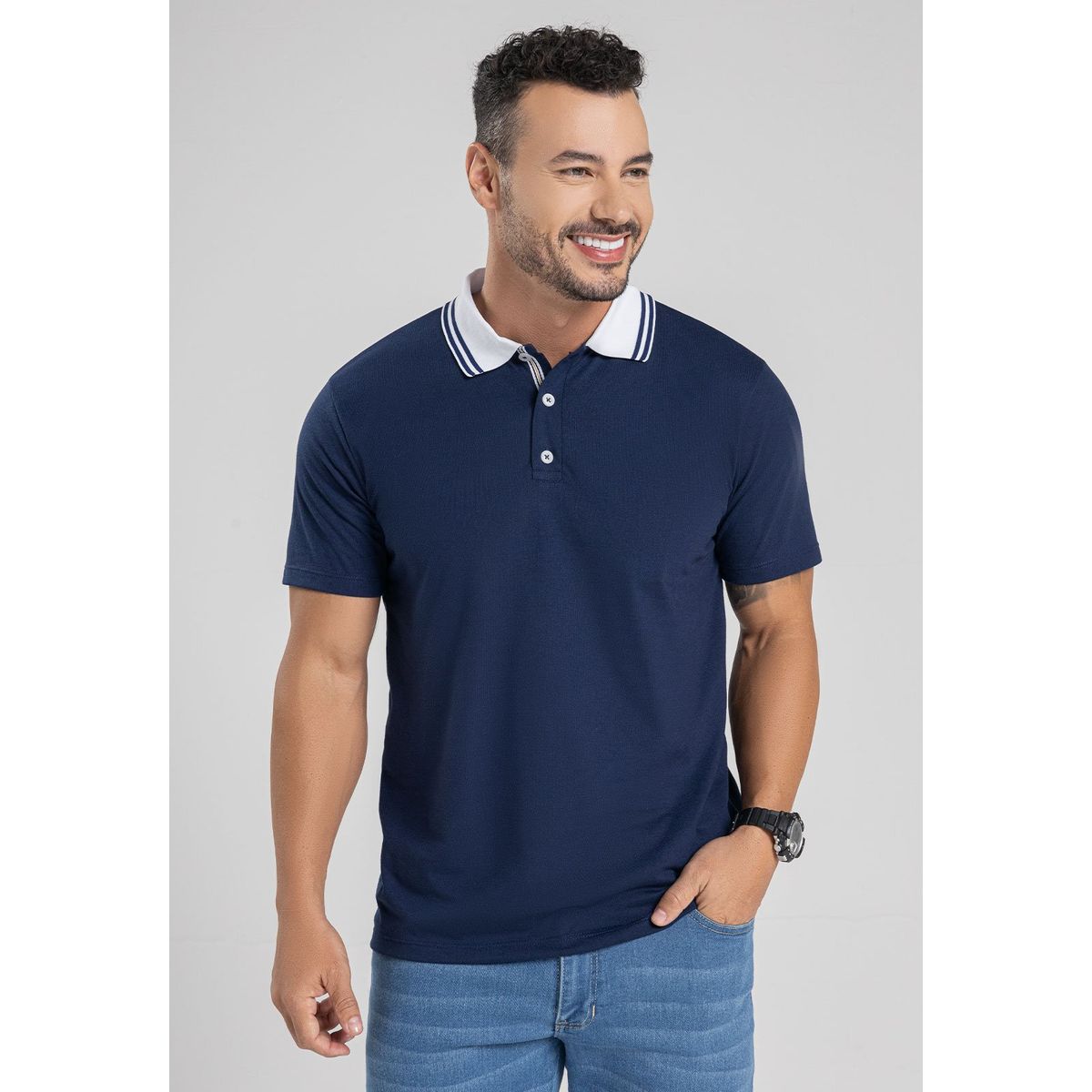 MARKETING PERSONAL - Polo Hombre Azul Navy Mp 7098