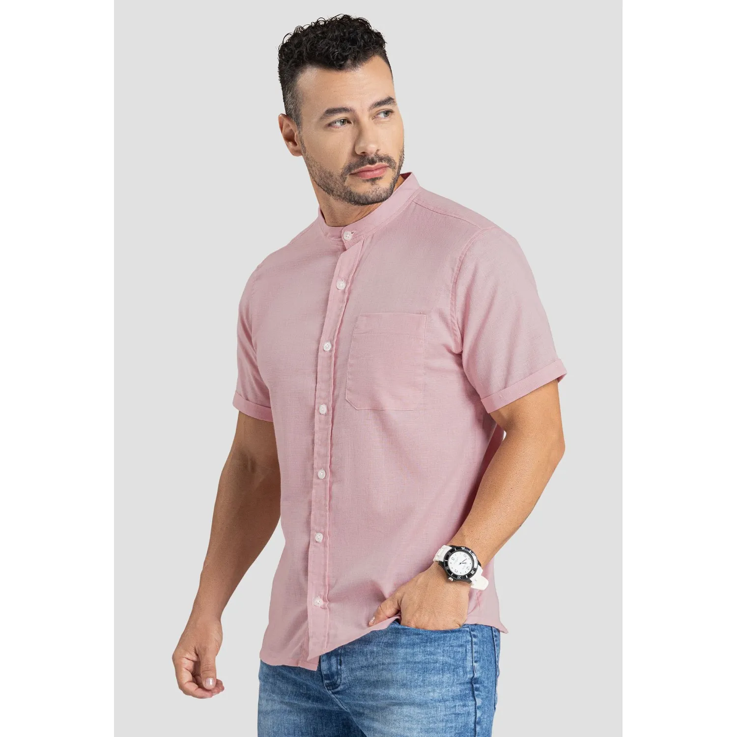 Camisa Playera Color Rosa Palo Color Palo Camisa Manga Larga