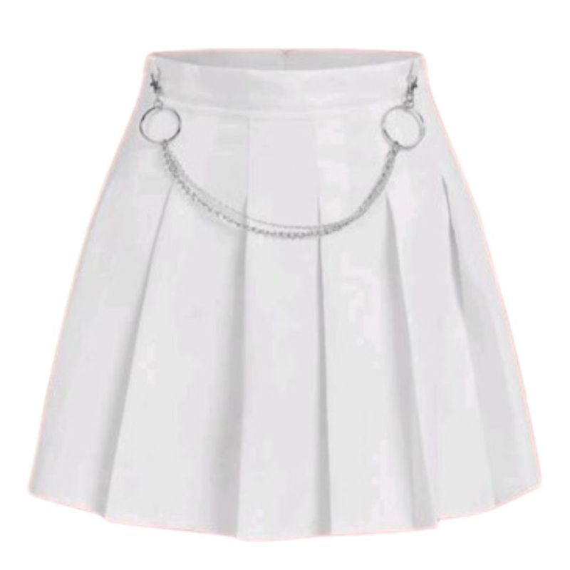 RAINBOW MODA - Falda plisada con Cadenas Mujer Negra Blanco