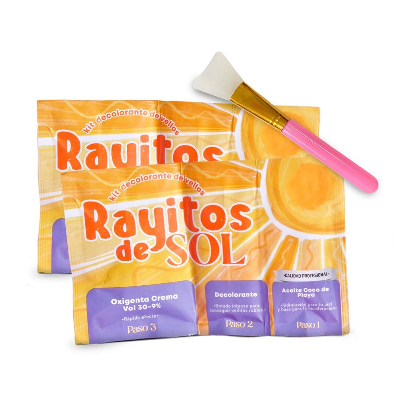 GENERICO - Kit 2 Sachets Decolorante de Vellitos Rayitos de Sol + Brocha Aplicadora