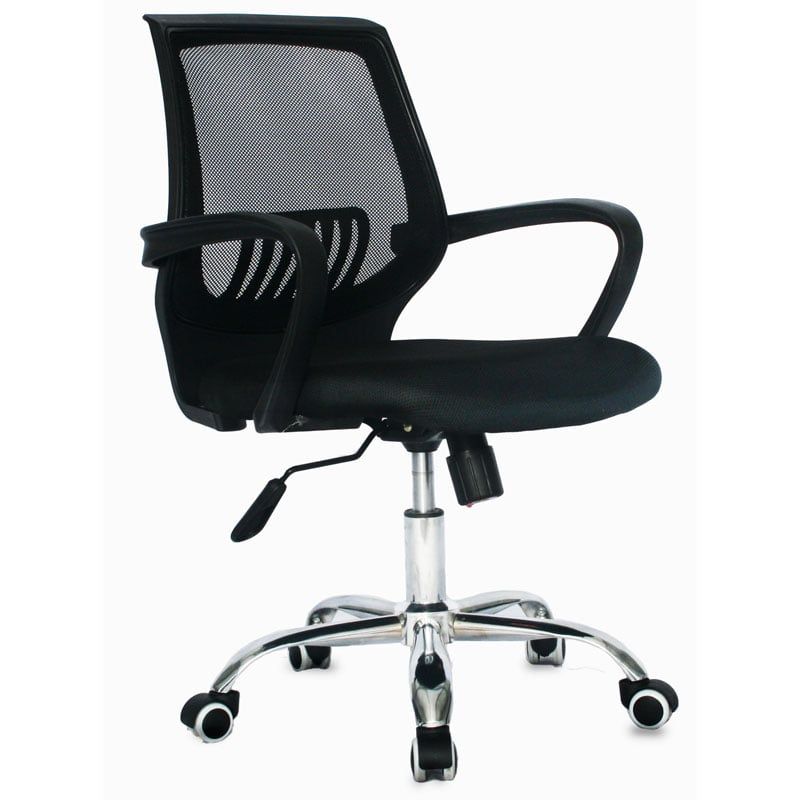GENERICO - Silla Escritorio Manila Operativa Negra bs cromo - Mobili shop