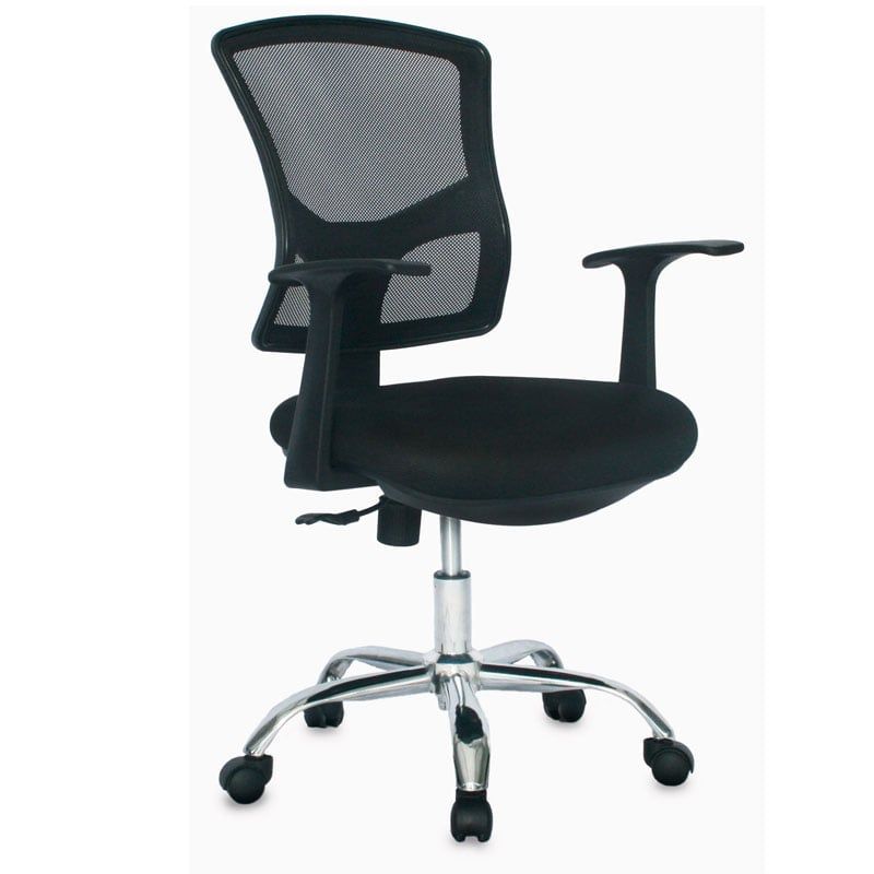 GENERICO - Silla Escritorio Amsterdam Giratoria Negra Base Cromo - Mobili shop